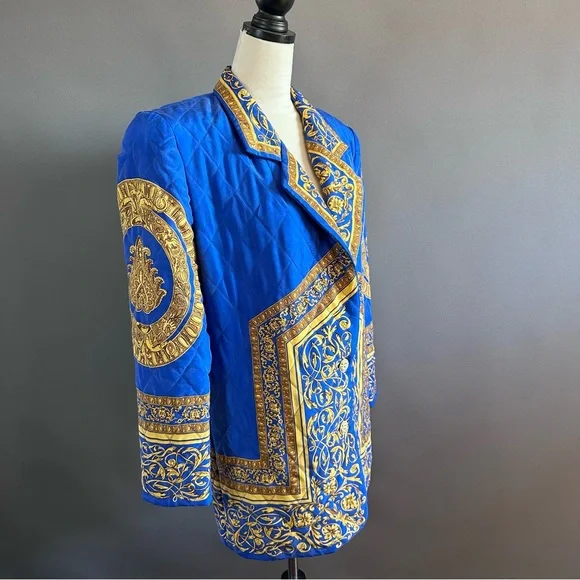 Vintage Adam Douglas Adrianna Papell Silk Quilted Baroque Blazer Jacket - Picture 6 of 14